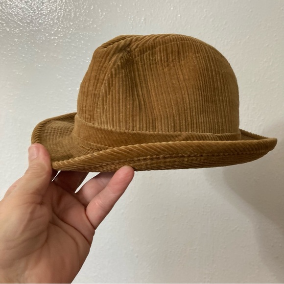 Men's Tan Corduroy Fedora Hat - Picture 2 of 7